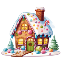 Pan di zenzero Casa con Natale albero isolato acquerello clipart ai generato png