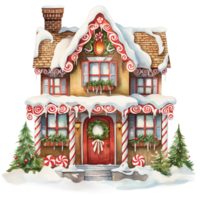 christmas house with christmas decorations ai generated png