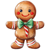 christmas gingerbread man watercolor isolated ai generated png