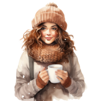 más Talla mujer suéter, acuarela acogedor otoño otoño Moda ilustración clipart aislado ai generado, png