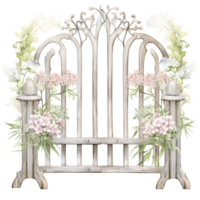 flowers in a door, isolated shabby chic vintage watercolor element ai generated png