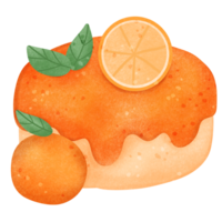 Orange gâteau avec feuille png