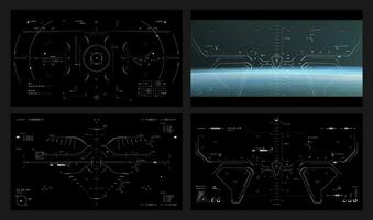 pulcro fui diseño cubrir para pantalla ancha dieciséis 9 9 resolución, colección de hud, ui, gui interfaz diseño elementos vector