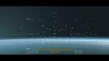 Sleek hud design with earth render background. sci fi cinematic frame template realistic vector