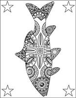 Fish Mandala Coloring Pages.  Black white hand, Fish Mandala Vector