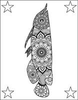 Fish Mandala Coloring Pages.  Black white hand, Fish Mandala Vector