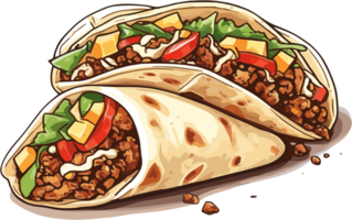 mexikaner traditionell Essen Taco Vektor Illustration Clip Art isoliert auf Weiß ai generativ png