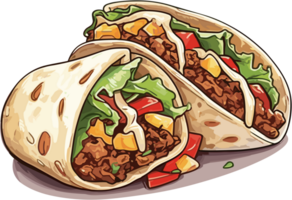 mexikaner traditionell Essen Taco Vektor Illustration Clip Art isoliert auf Weiß ai generativ png