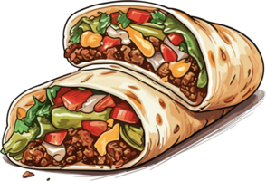 Mexician traditional food taco vector illustration clipart isolated on white AI Generative png