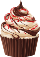 delizioso cioccolato Cupcake con crema illustrazione isolato su bianca ai generativo png