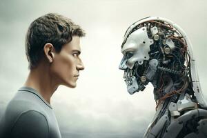 Technology science intelligence face people business artificial futuristic robotic work cyborg innovation cybernetic photo