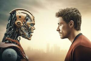 People futuristic artificial mind robotic cyborg business work concept intelligence technology science photo