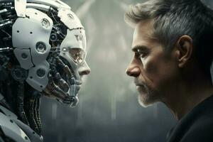 People mechanical future robotic metal work business technology artificial science cyborg communication intelligence futuristic photo