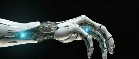 3d artificial futuristic hand machine arm communication cyber science robotic cyborg future technology engineering photo