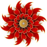 red and gold geometric flower. decorative stylized flower png