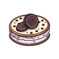 030. oreo cheesecake sticker cool colors and kawaii. clipart illustration. Generative Ai png