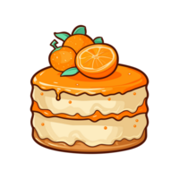 029. orange creamsicle cake sticker cool colors and kawaii. clipart illustration. Generative Ai png