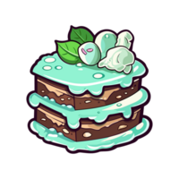 013. chocolate mint cake sticker cool colors and kawaii. clipart illustration. Generative Ai png