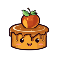 009. Karamell Apfel würzen Kuchen Aufkleber cool Farben und kawaii. Clip Art Illustration. generativ ai png