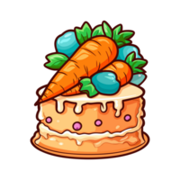 011. wortel taart sticker koel kleuren en kawaii. clip art illustratie. generatief ai png