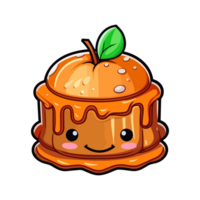 009. caramel apple spice cake sticker cool colors and kawaii. clipart illustration. Generative Ai png