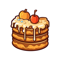 008. caramel apple spice cake sticker cool colors and kawaii. clipart illustration. Generative Ai png