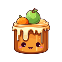 007. karamel appel taart sticker koel kleuren en kawaii. clip art illustratie. generatief ai png