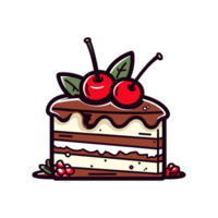 black forest cake clip art illustration. Transparent backgrund. Generative Ai png