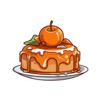 caramel apple cake clip art illustration. Transparent backgrund. Generative Ai png