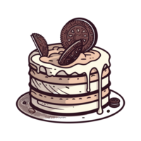 cookies and cream cake clip art illustration. Transparent backgrund. Generative Ai png