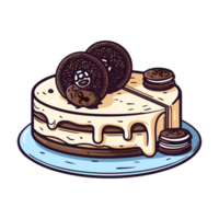 oreo cheesecake klämma konst illustration. transparent bakgrund. generativ ai png