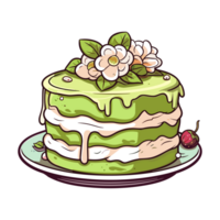 pistachio rose cake clip art illustration. Transparent backgrund. Generative Ai png