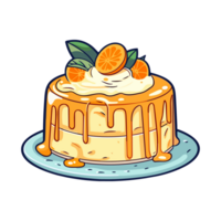 orange creamsicle cake clip art illustration. Transparent backgrund. Generative Ai png