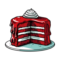 red velvet cake clip art illustration. Transparent backgrund. Generative Ai png