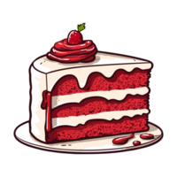 rood fluweel taart klem kunst illustratie. transparant achtergrond. generatief ai png