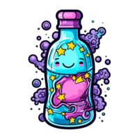 funkelnd Wasser Aufkleber cool Farben kawaii Clip Kunst Illustration. transparent Hintergrund. generativ ai png