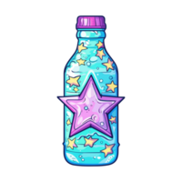sparkling water  sticker cool colors kawaii clip art illustration. Transparent background. Generative Ai png
