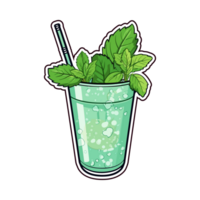 menthe julep mocktail autocollant cool couleurs kawaii agrafe art illustration. transparent Contexte. génératif ai png