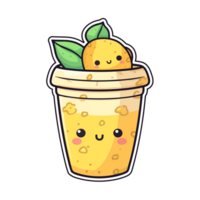 mango lassi  sticker cool colors kawaii clip art illustration. Transparent background. Generative Ai png