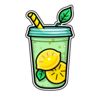 lemonade  sticker cool colors kawaii clip art illustration. Transparent background. Generative Ai png