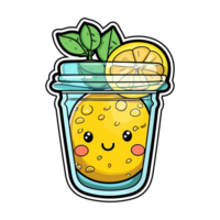 lemonade  sticker cool colors kawaii clip art illustration. Transparent background. Generative Ai png