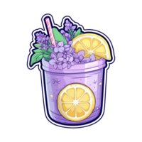 lavande limonade autocollant cool couleurs kawaii agrafe art illustration. transparent Contexte. génératif ai png