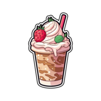 frappuccino adesivo legal cores kawaii grampo arte ilustração. transparente fundo. generativo ai png