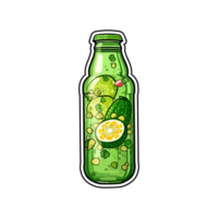 cucumber lime spritzer  sticker cool colors kawaii clip art illustration. Transparent background. Generative Ai png