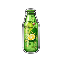 Pepino Lima spritzer pegatina frio colores kawaii acortar Arte ilustración. transparente antecedentes. generativo ai png