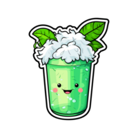 Coco mojito Mocktail pegatina frio colores kawaii acortar Arte ilustración-01. transparente antecedentes. generativo ai png