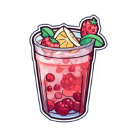 cranberry spritzer  sticker cool colors kawaii clip art illustration. Transparent background. Generative Ai png