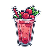 cranberry spritzer  sticker cool colors kawaii clip art illustration. Transparent background. Generative Ai png