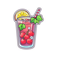 Cerise citron vert spritzer autocollant cool couleurs kawaii agrafe art illustration. transparent Contexte. génératif ai png