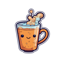 chai té pegatina frio colores kawaii acortar Arte ilustración. transparente antecedentes. generativo ai png